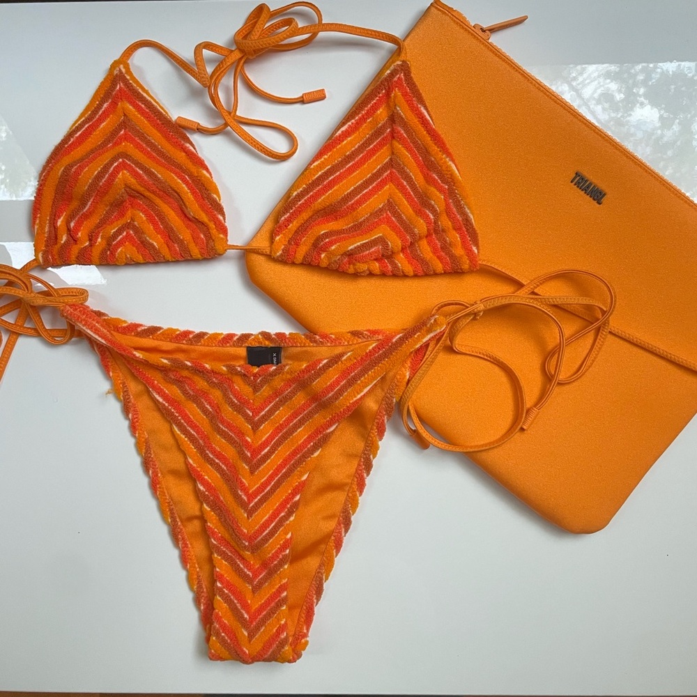 Orange Triangl Terry Cloth Bikini
